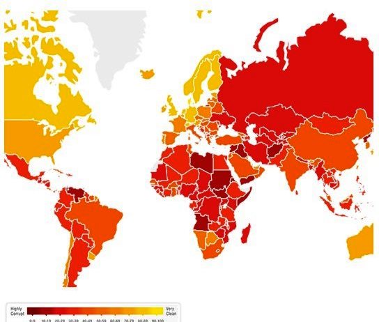 انتشار فهرست فاسدترین کشورهای جهان در سال ۲۰۱۶