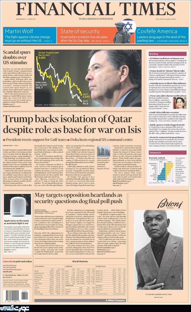 از موضع ضد قطری ترامپ تا سقوط ارزش پوند