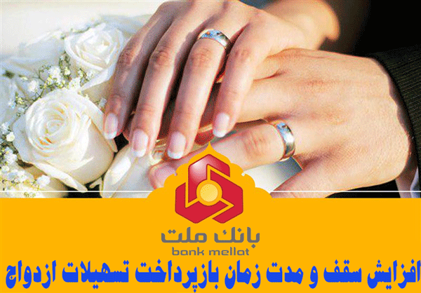 افزایش سقف و مدت زمان بازپرداخت تسهیلات ازدواج در بانک ملت