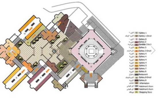 نقشه هوایی موزه هنر‌های معاصر و استفاده از مربع بدون گوشه برای طراحی هویت بصری جدید
