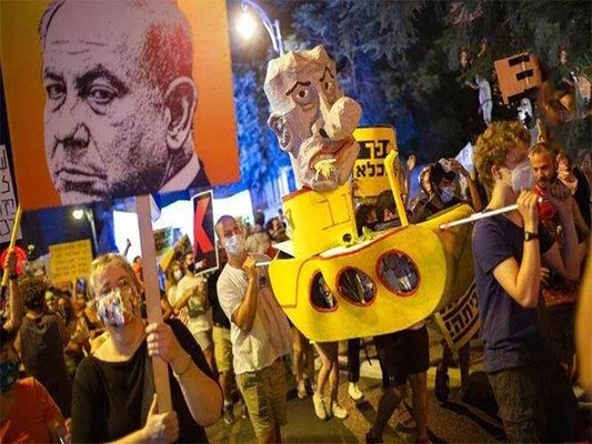 تظاهرات ده‌ها هزار نفری صهیونیست‌ها علیه نتانیاهو