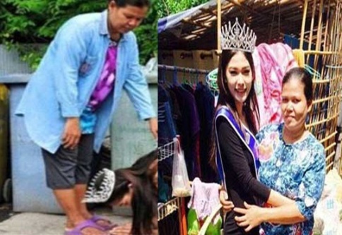 ملکه زیبایی تایلند پای مادرش را بوسید!