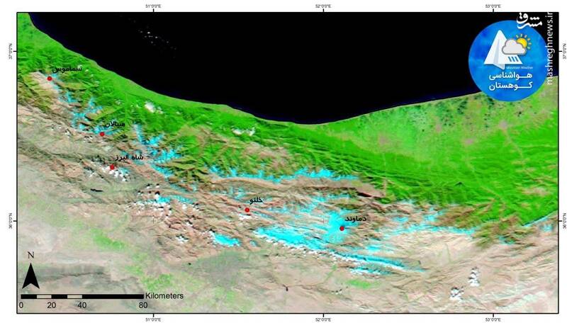 تصویر ماهواره‌ای از اولین برف پاییز در البرز