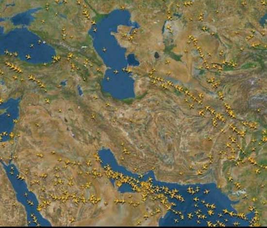 کاهش ترافیک پرواز‌های خارجی بر آسمان ایران