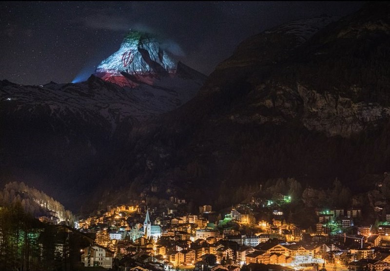نمایش پرچم ایران در نمادین‌ترین کوه سوئیس +عکس