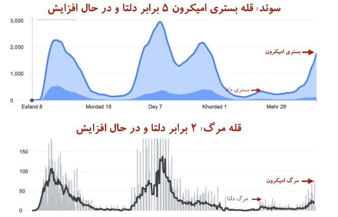 این جدول‌ها را ببینید: مرگ‌ در اثر امیکرون بیشتر از مرگ به خاطر دلتا