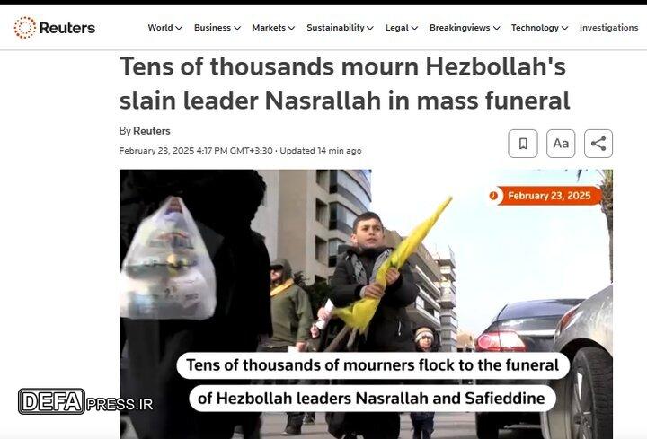 بازتاب تشییع ابدان مطهر «نصرالله» و «صفی‌الدین» در رسانه‌های جهان