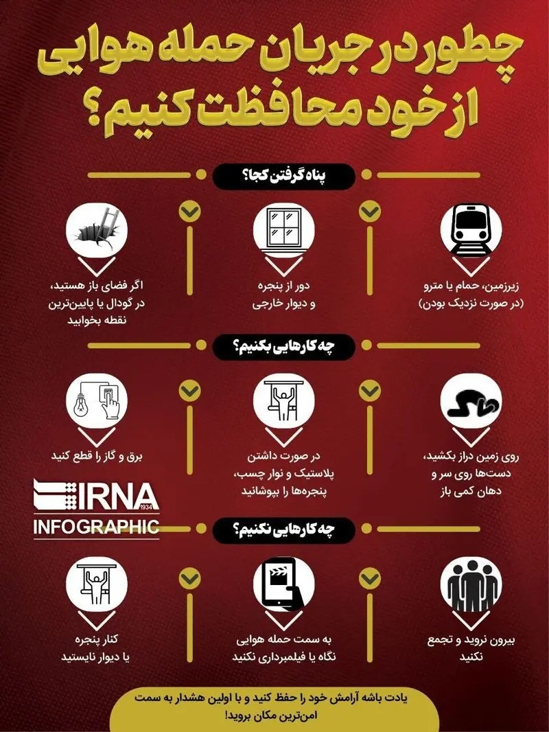 اینفوگرافیک؛ چطور در جریان حمله هوایی از خود محافظت کنیم؟