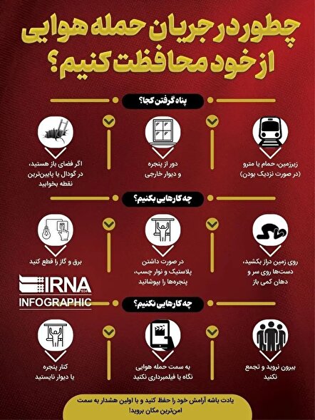 اینفوگرافیک؛ چطور در جریان حمله هوایی از خود محافظت کنیم؟