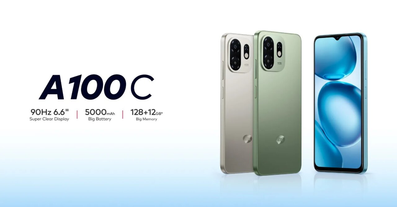 پنل پشت و رنگ‌بندی گوشی ایتل A100C در پوستر