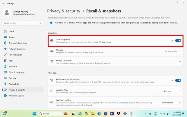 نحوه غیرفعال کردن قابلیت Recall ویندوز ۱۱